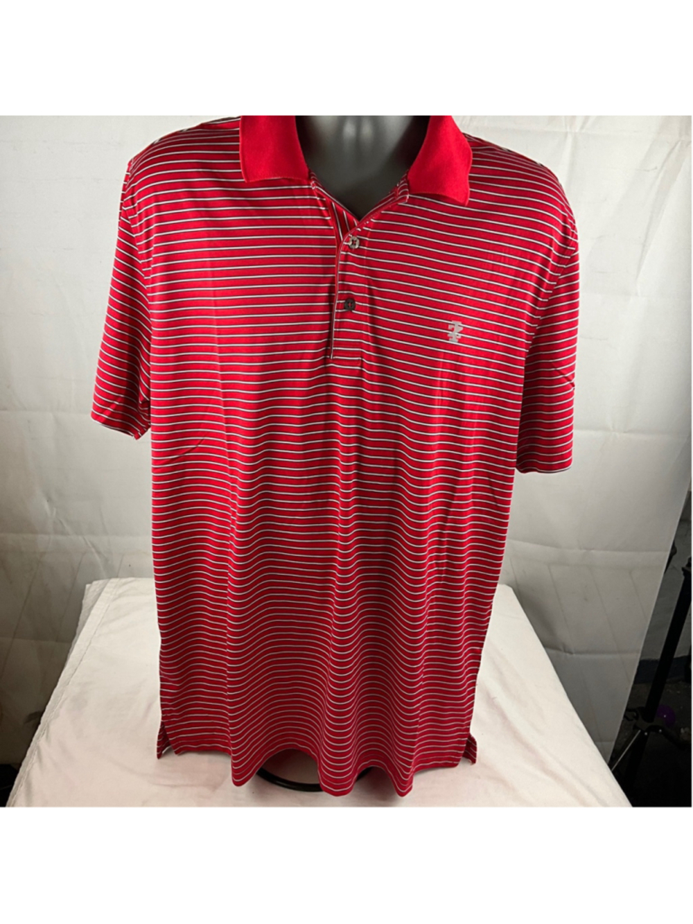 Izod Golf Polo Mens XL Red Performance Striped Shirt